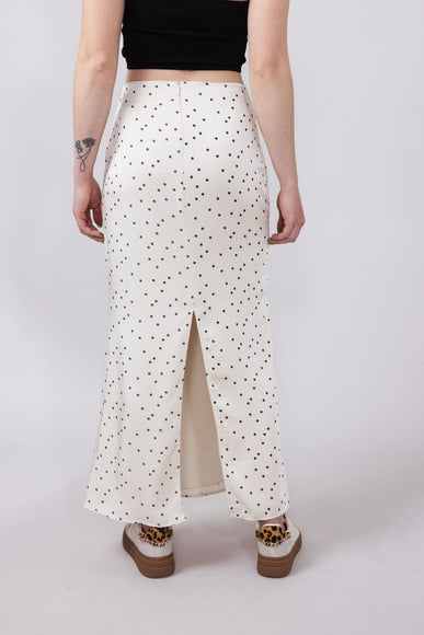 Satin Polka Dot Maxi Skirt for Women in Ivory