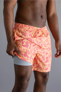 Saxx 2n1 Oh Buoy Swim Shorts for Men in Peach Jelly