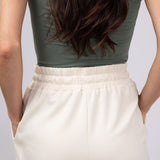 Scuba Knit Loose Sweat Shorts for Women in Off White