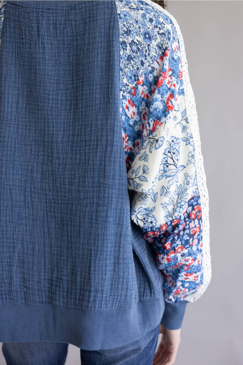 Simply Southern Americana Floral Pullover for Women in Navy