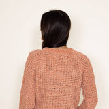 Simply Southern Womens Chenille Cropped Sweater for Women in Chestnut Brown