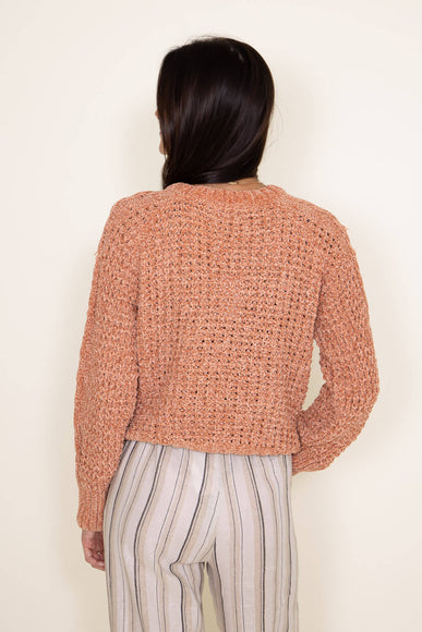 Simply Southern Womens Chenille Cropped Sweater for Women in Chestnut Brown