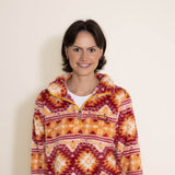 Simply Southern Classic Sherpa Zip Pullover for Women in Aztec Orange