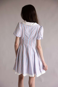 Simply Southern Collared Puff Sleeve Dress for Women in Pink/Blue