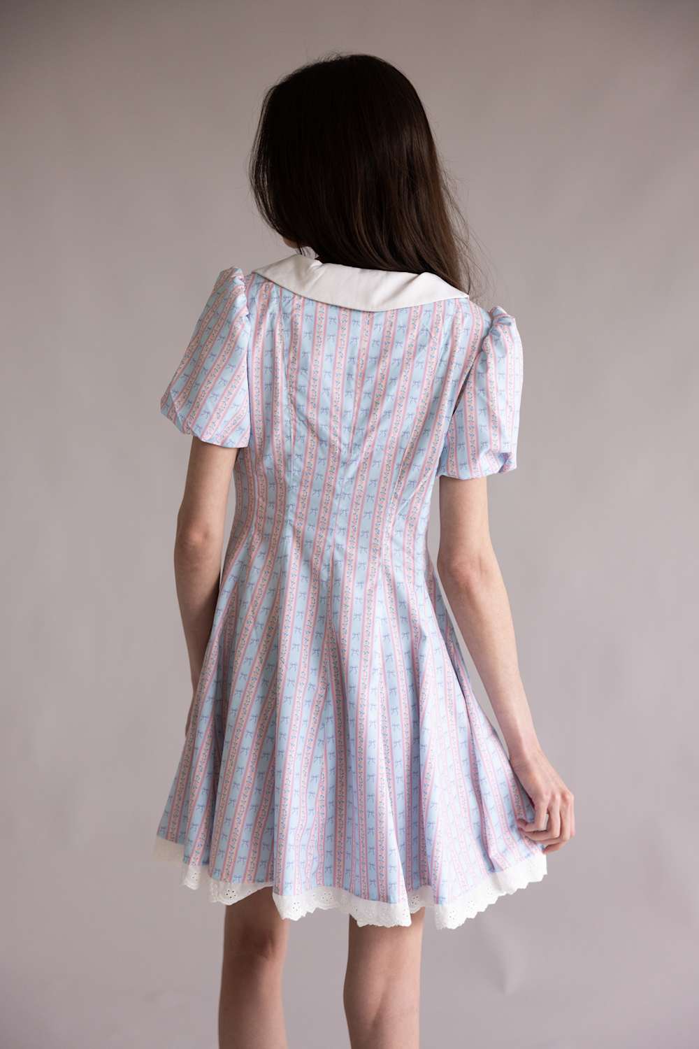 Simply Southern Collared Puff Sleeve Dress for Women in Pink/Blue