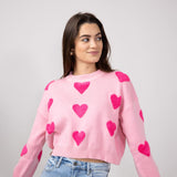 Simply Southern Cropped Valentines Sweater for Women in Pink