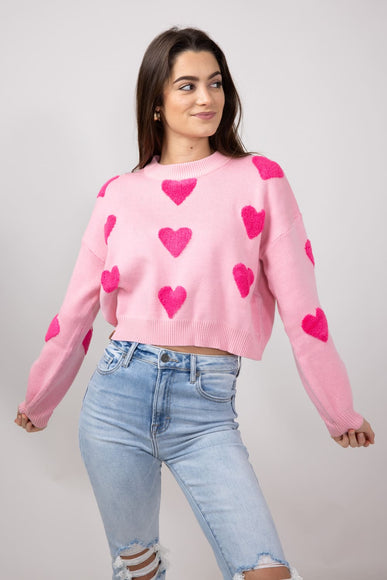 Simply Southern Cropped Valentines Sweater for Women in Pink
