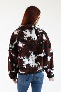 Simply Southern Eileen Mock Neck Pullover for Women in Cow Print | PP-0226-PULL-EILEEN-COW