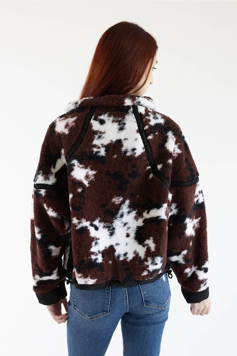 Simply Southern Eileen Mock Neck Pullover for Women in Cow Print | PP-0226-PULL-EILEEN-COW