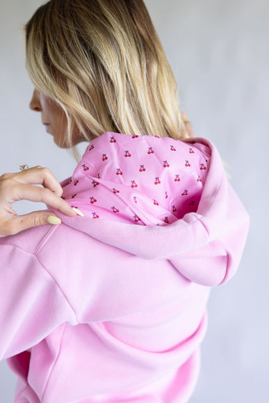Simply Southern Embroidered Dilara Cherry Hoodie for Women in Pink