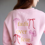 Womens Simply Southern Embroidered Dilara Faith Crewneck for Women in Pink
