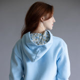 Womens Simply Southern Embroidered Dilara Flower Hoodie for Women in Light Blue