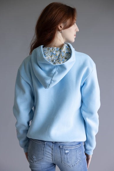 Womens Simply Southern Embroidered Dilara Flower Hoodie for Women in Light Blue