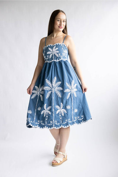 Embroidered Palm Tree Midi Dress – Simply Southern