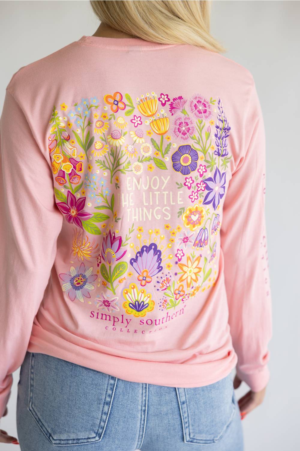 Simply Southern Enjoy Long Sleeve T-Shirt for Women in Tea Rose