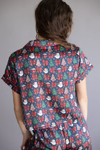 Simply Southern Holiday Pajama Shorts Set for Women in Black Multi