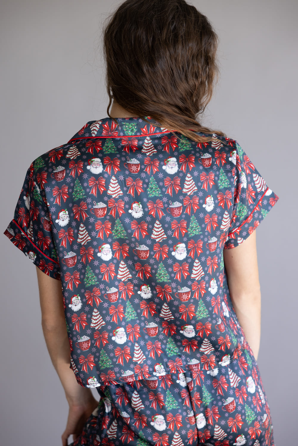 Simply Southern Holiday Pajama Shorts Set for Women in Black Multi