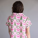 Simply Southern Holiday Satin Pajama Set for Women in Pink