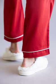 Simply Southern Holiday Satin Pajama Set for Women in Red