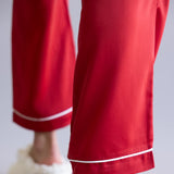 Simply Southern Holiday Satin Pajama Set for Women in Red