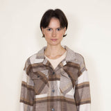 Plaid Shacket for Women in Brown/White