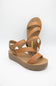 Soda Edoly Asymmetrical Platform Sandals for Women in Cognac