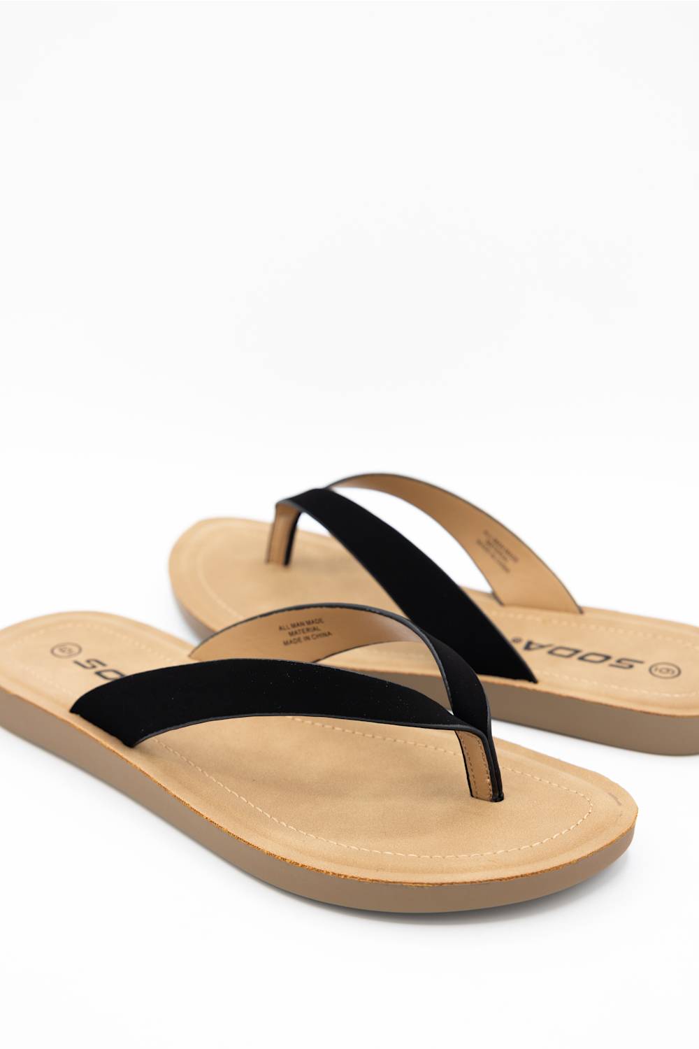 Soda Ella Flip Flops for Women in Black