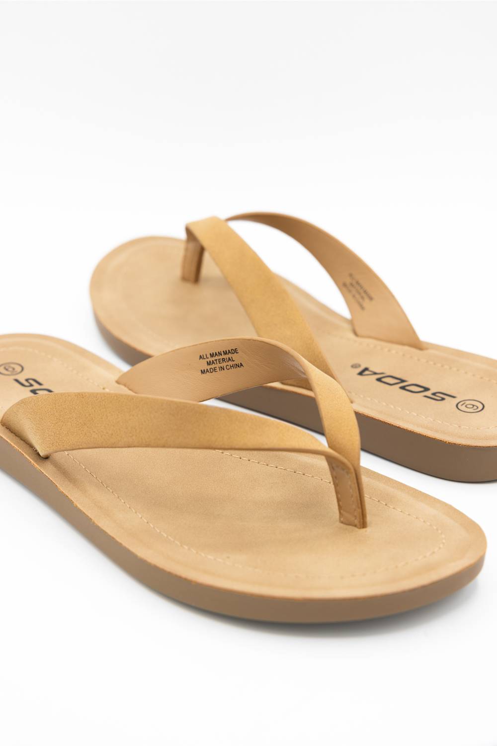 Soda Ella Flip Flops for Women in Tan