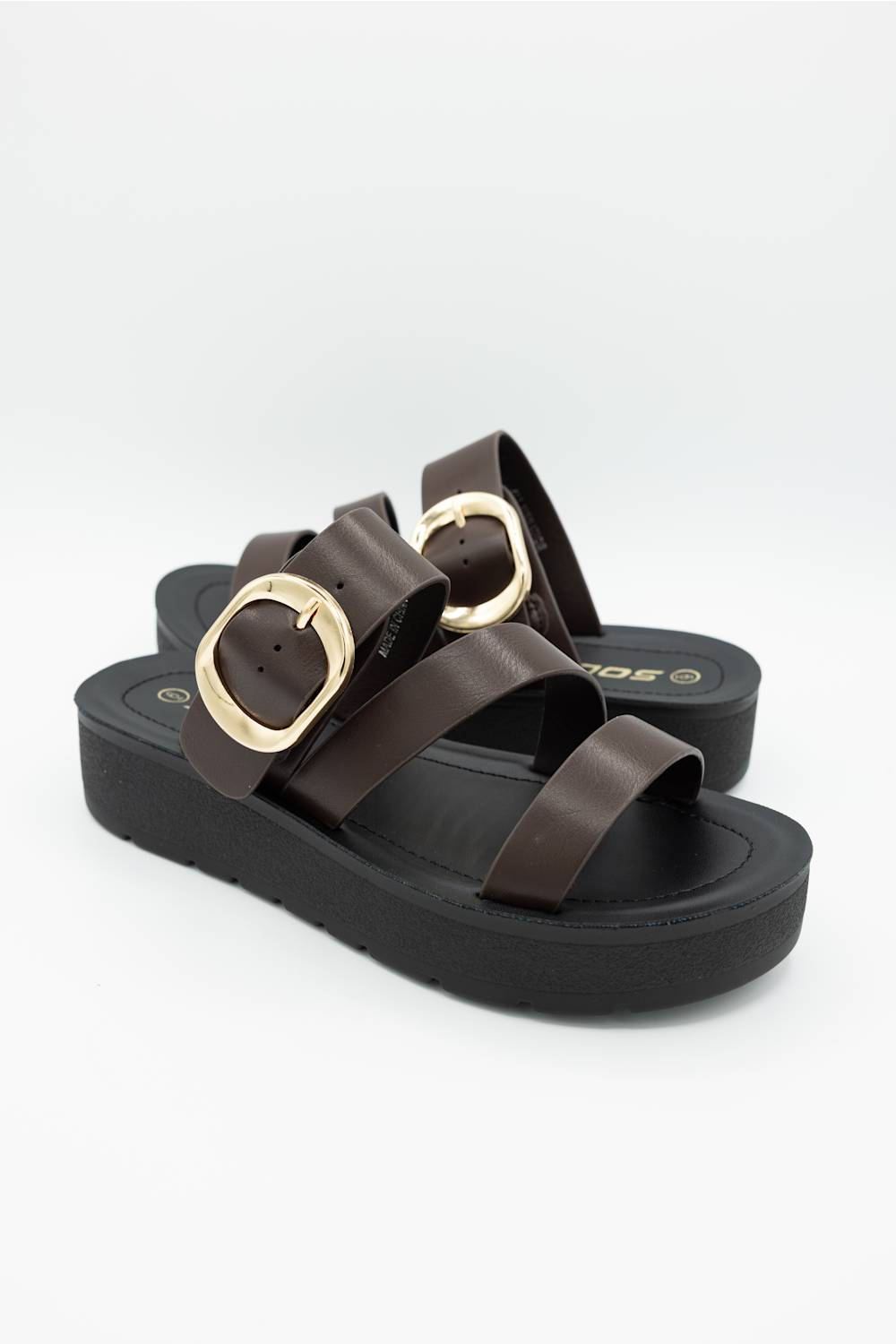 Soda Falke Platform Slide Sandals for Women in Brown