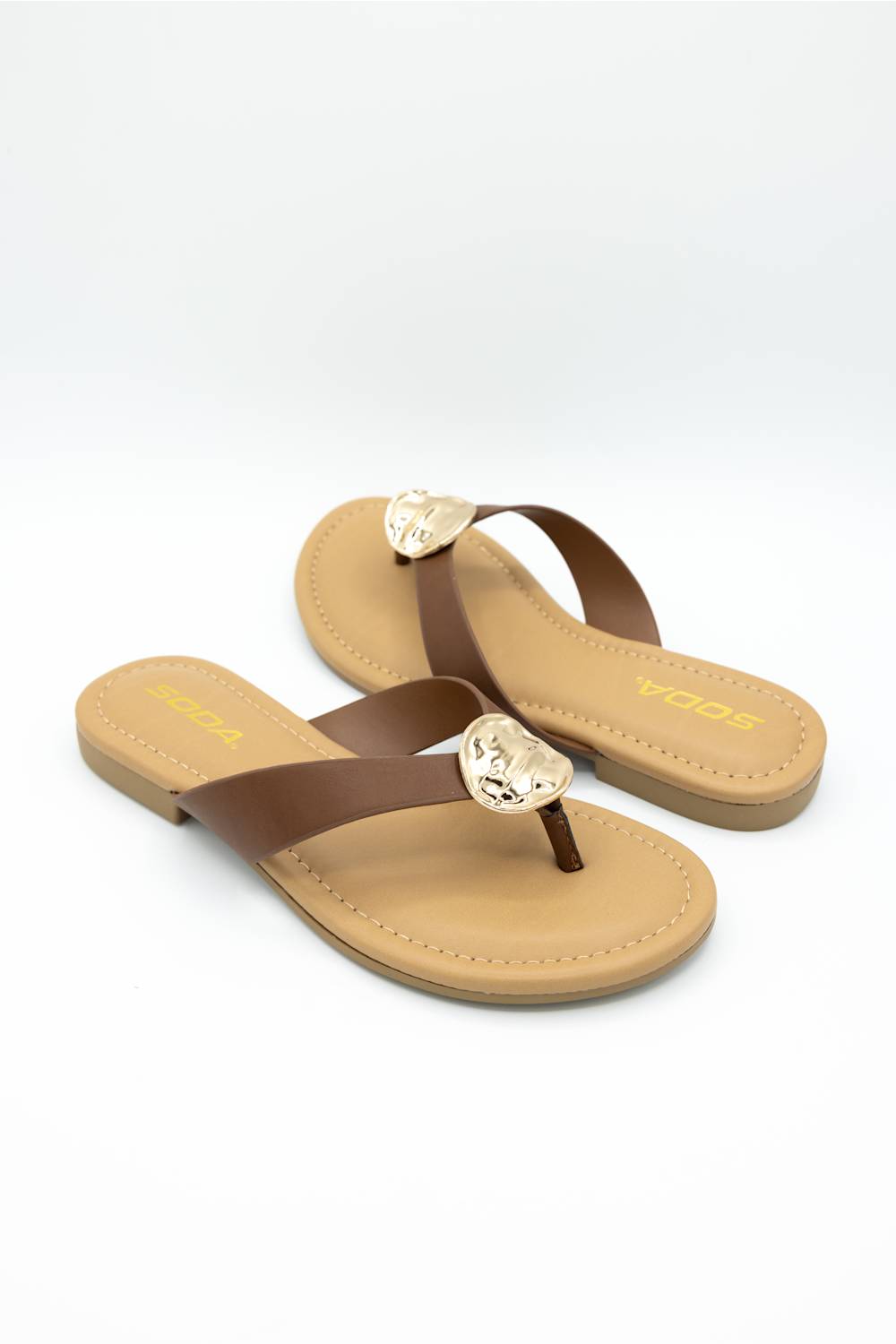 Soda Jeslyn Flip Flops for Women in Dark Tan