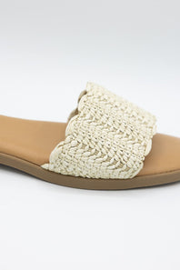Soda Screen Raffia Slide Sandals for Women in Bone