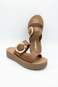 Soda Shance Platform Sandals for Women in Cognac