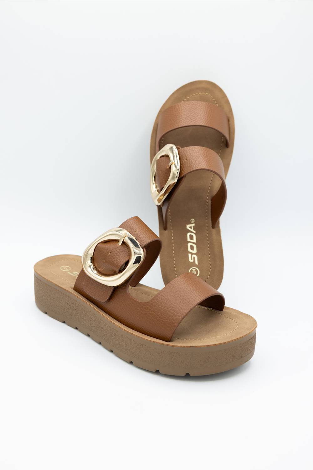 Soda Shance Platform Sandals for Women in Cognac