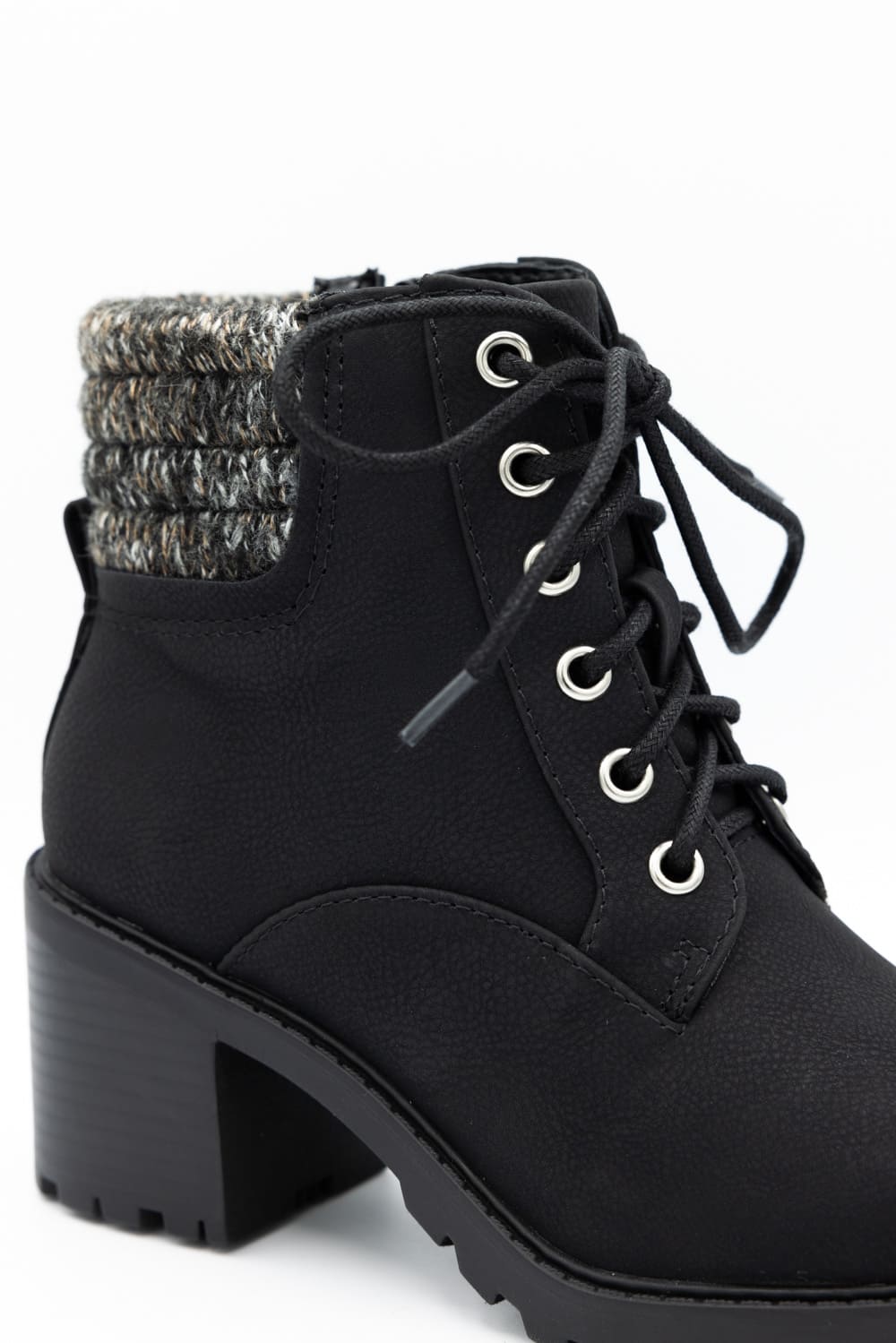 Soda lace up black heeled booties deals
