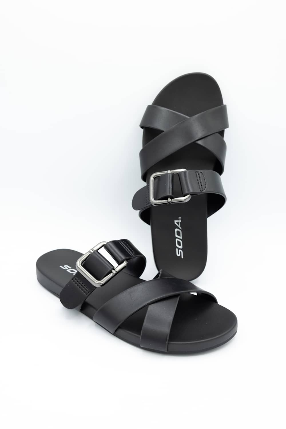 Soda Terse Slide Sandals in Black