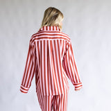 Striped Satin Pajama Set for Women in Blush