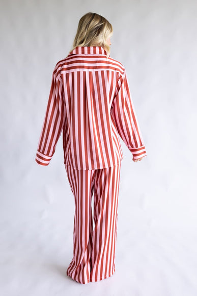 Striped Satin Pajama Set for Women in Blush