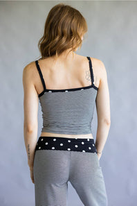 Stripes & Polka Dots Matching Set for Women in Black/Off White | BS412-3-BLACKOFFWHITE