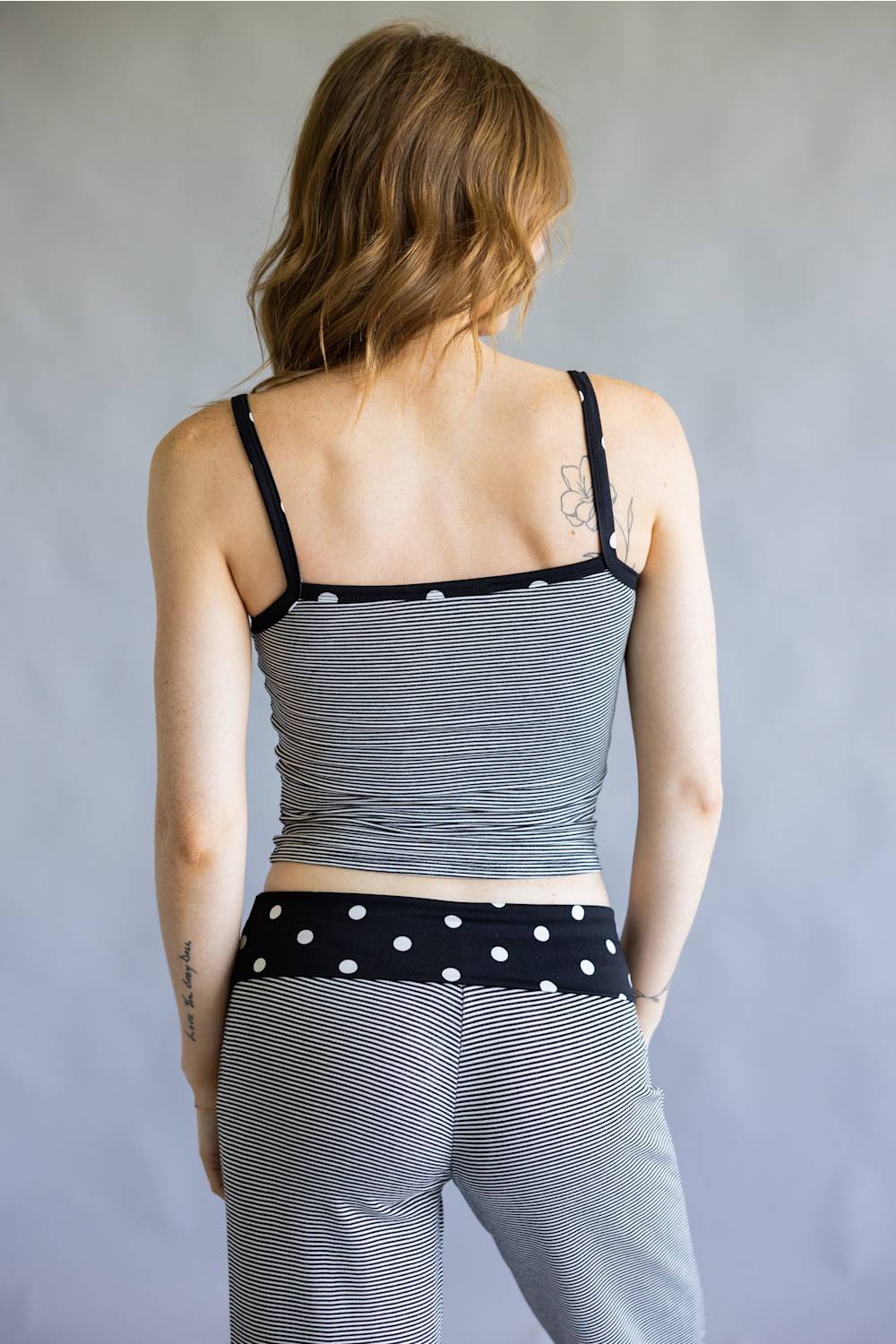 Stripes & Polka Dots Matching Set for Women in Black/Off White | BS412-3-BLACKOFFWHITE