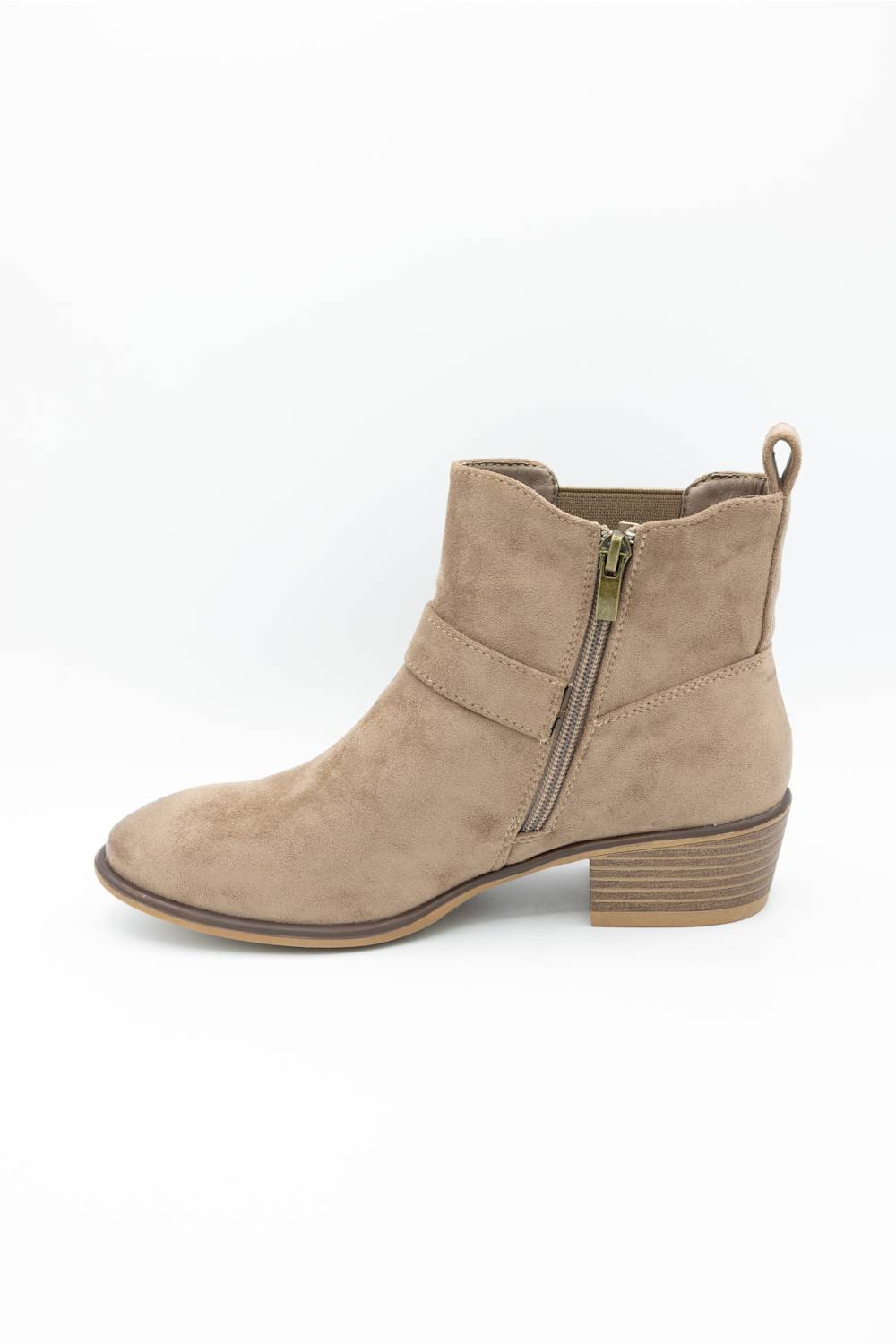 Brown suede Chelsea boot on a light gray background