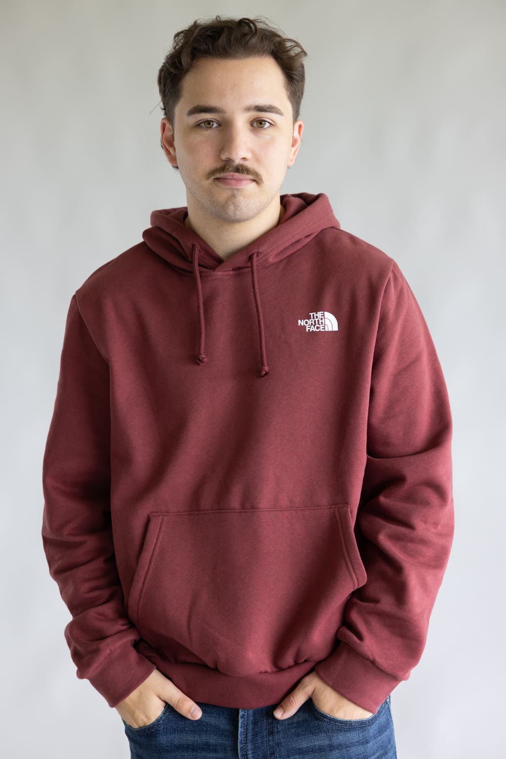 The North Face Camo Box Logo Hoodie for Men in Sumac Red