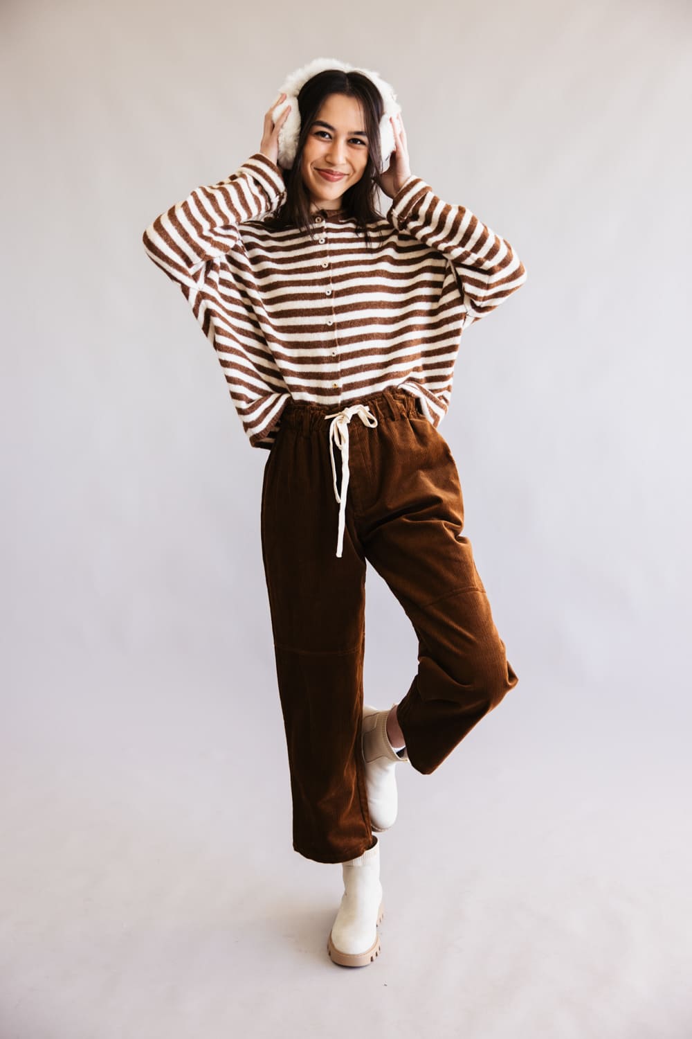 Things Between Piper Cardigan for Women in Brown Stripe