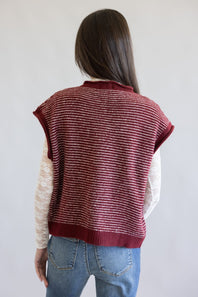 Things Between Stripe Cap Sleeve Piper Cardigan for Women in Wine