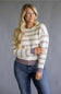 Thread & Supply Ely Knit Sweater for Women in Cream/Burgundy Stripe