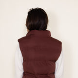 Thread & Supply Issey Cropped Puffer Vest for Women in Malbec Red 