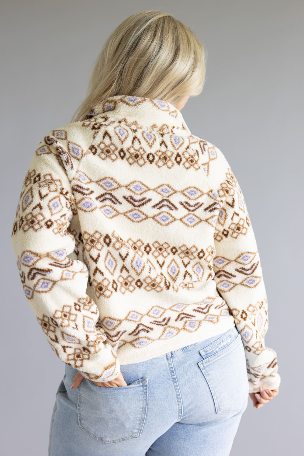 Thread & Supply Piper Snap Pullover for Women in Cream Aztec