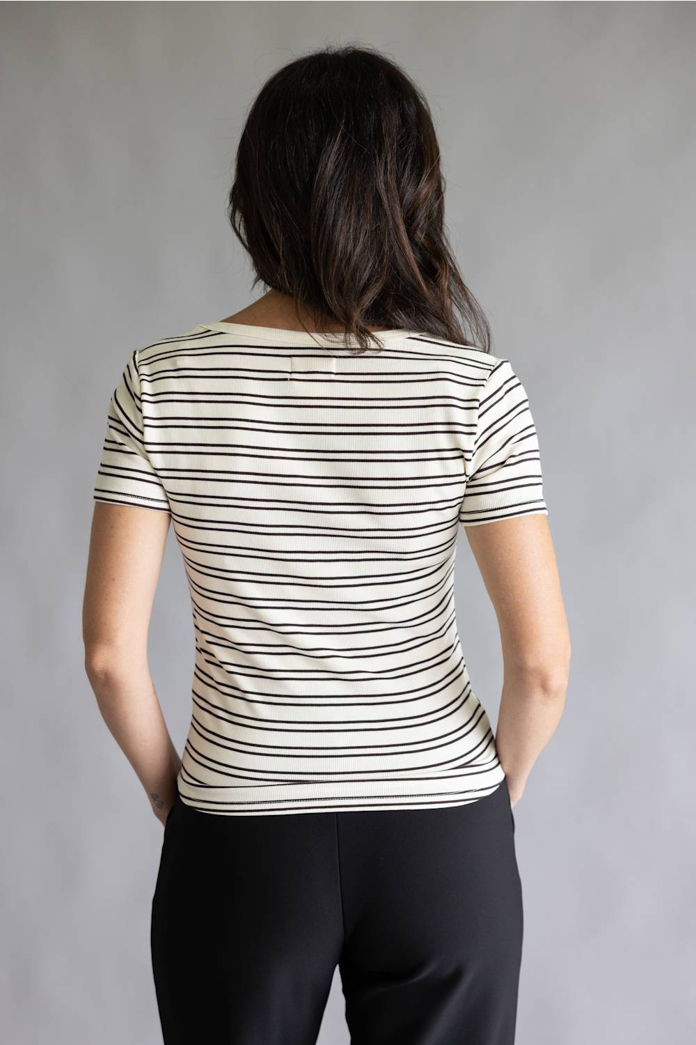 Thread & Supply Striped Katara T-Shirt for Women in Off White