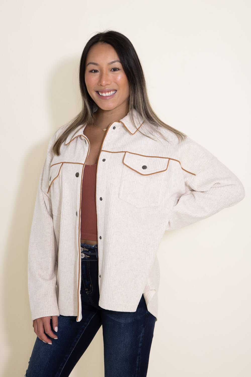 Thread & Supply Angela Button Up Jacket in White | J1166CKNTS