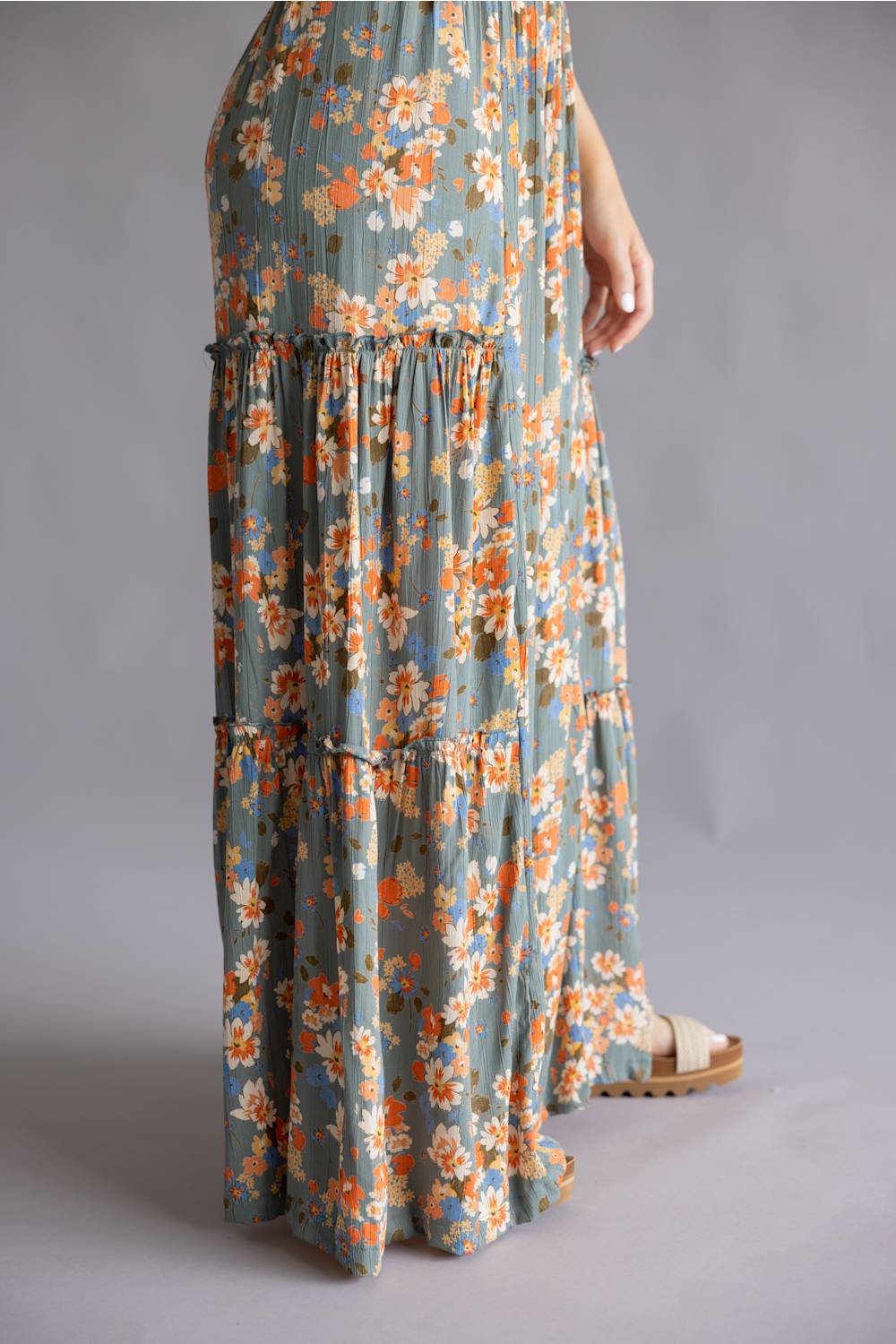 Tiered Floral Beach Pants for Women in Teal