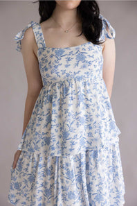 Blu Pepper tiered floral maxi dress blue multi